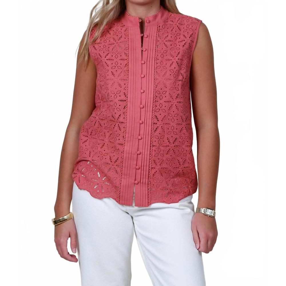 NEW MOS THE LABEL sara lace sleeveless blouse in sangria